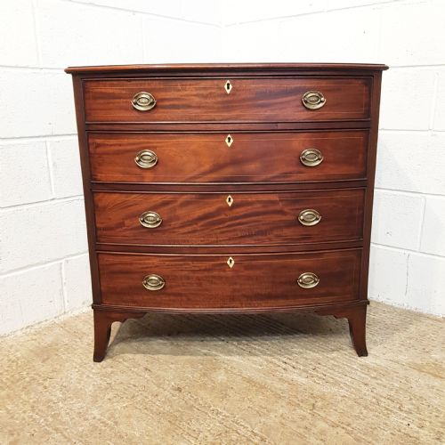 fig 1. ANTIQUE REGENCY SMALL MAHOGANY BOW FRONT CHEST IF DRAWERS C1820