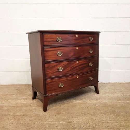 fig 2. ANTIQUE REGENCY SMALL MAHOGANY BOW FRONT CHEST IF DRAWERS C1820