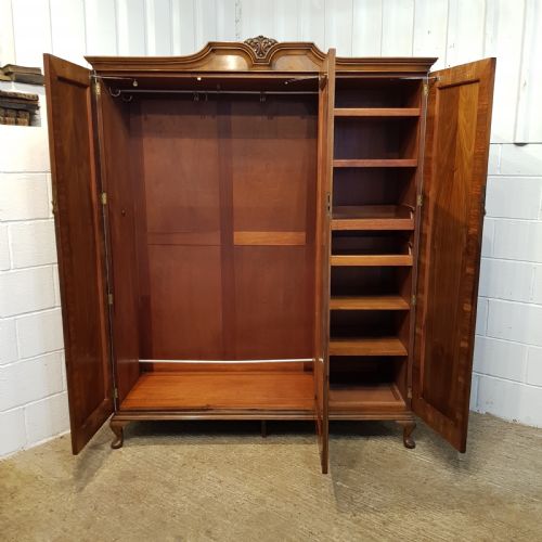 fig 1. ANTIQUE BURR WALNUT TRIPLE WARDROBE C1920