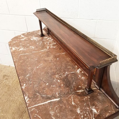 fig 2. ANTIQUE EDWARDIAN INLAID MAHOGANY MARBLE TOP CONSOLE TABLE BY LAMB OF MANCHESTER C1900