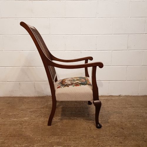 fig 2. ANTIQUE BURR WALNUT SPLT CANE SALON CHAIR C1920