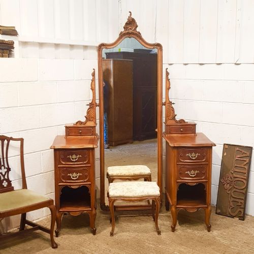 Superb Antique Late 19th Century French Walnut Dressing Table & Sttool C1890
