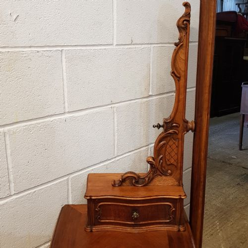 fig 1. SUPERB ANTIQUE LATE 19TH CENTURY FRENCH WALNUT DRESSING TABLE & STTOOL C1890