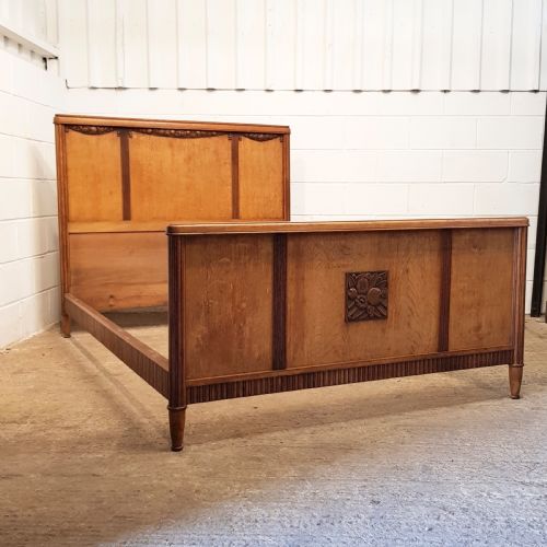 Antique French Carved Oak Double Bed C1920