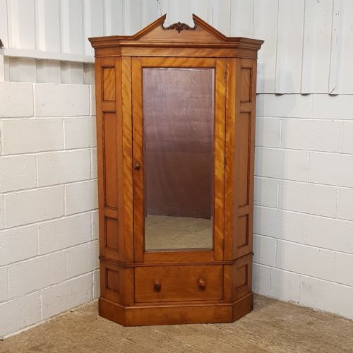 fig 1. ANTIQUE VICTORIAN SATINWOOD CORNER WARDROBE C1880