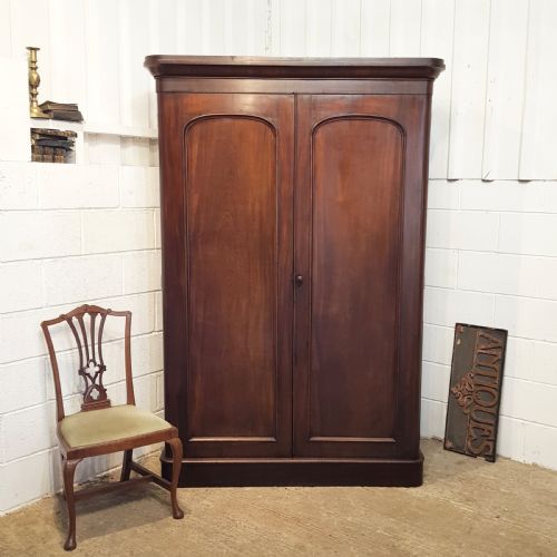 Antique Victorian Mahogany Double Wardrobe C1880