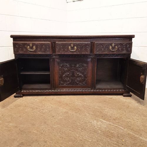 fig 2. ANTIQUE EARLY VICTORIAN CARVED OAK DRESSER BASE C1840