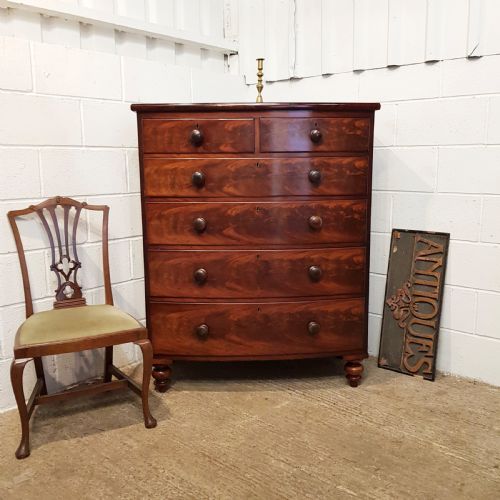 Antique Victorian Mahogany Bow Front Chest of Drawers C1860