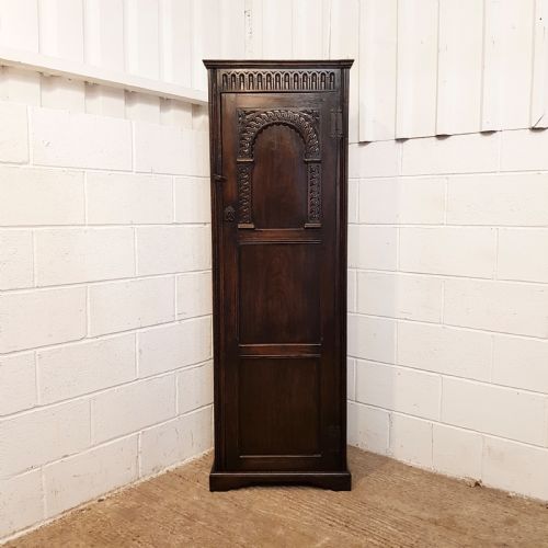 fig 1. ANTIQUE TALL CARVED OAK CUPBOARD C1910