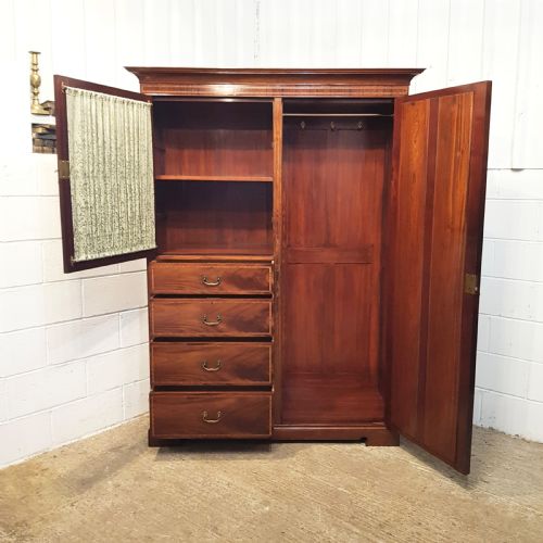 Antique Edwardian Mahogany Inlaid Compactum Wardrobe C1900