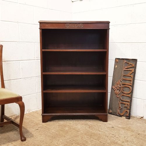 Antique Edwardian Solid Mahogany Open Bookcase C1900