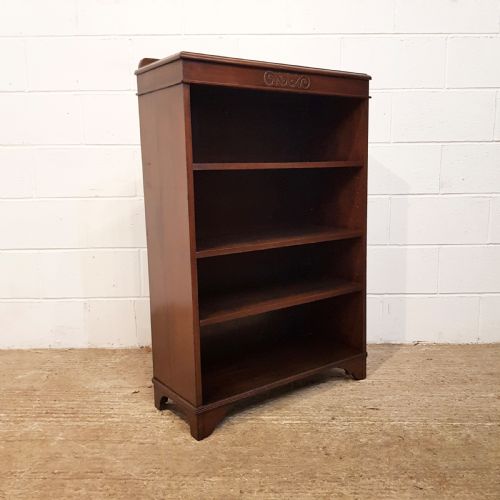 fig 1. ANTIQUE EDWARDIAN SOLID MAHOGANY OPEN BOOKCASE C1900