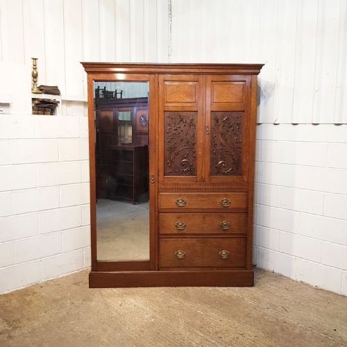 fig 1. ANTIQUE EDWARDIAN OAK COMPACTUM WARDROBE C1900