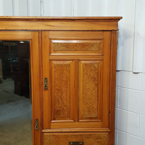 fig 2. ANTIQUE EDWARDIAN SATINWOOD & BURR SATIN COMBINATION WARDROBE C1900