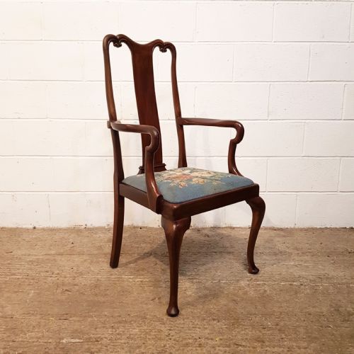 fig 1. ANTIQUE EDWARDIAN SET OF EIGHT WALNUT QUEEN ANNE DINING CHAIRS C1900