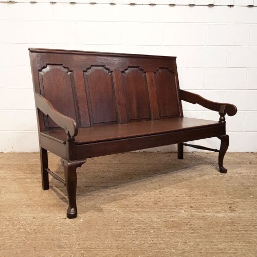 fig 2. ANTIQUE 18TH CENTURY JOINED OAK SETTLE C1780
