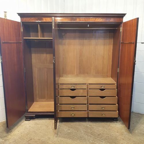 fig 2. ANTIQUE EDWARDIAN MAHOGANY TRIPLE WARDROBE BY WARING & GILLOWS  C1900