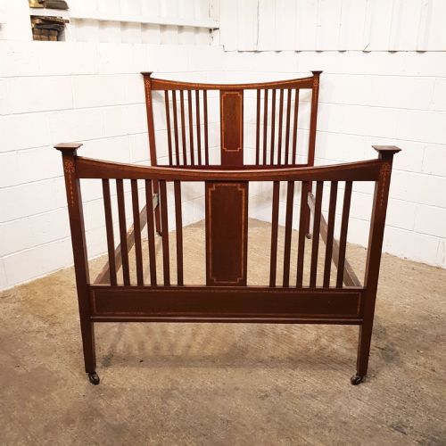 fig 1. ANTIQUE EDWARDIAN INLAID MAHOGANY DOUBLE BED C1900