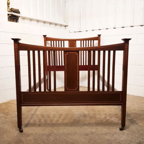 fig 2. ANTIQUE EDWARDIAN INLAID MAHOGANY DOUBLE BED C1900
