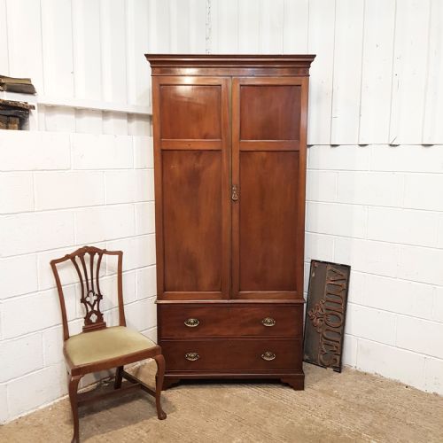 Antique Edwardian Tall. Arrow Mahogany Wardrobe C1900