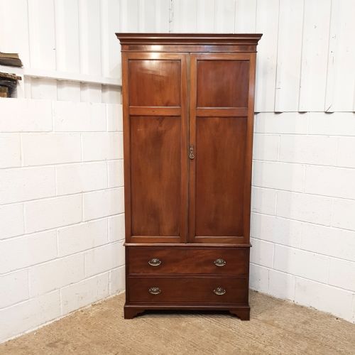 fig 2. ANTIQUE EDWARDIAN TALL. ARROW MAHOGANY WARDROBE C1900