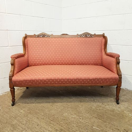 fig 1. ANTIQUE VICTORIAN INLAID WALNUT SHOW FRAME SOFA C1880