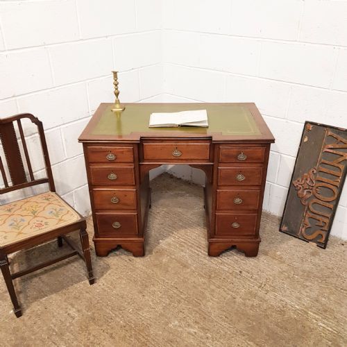 Antique Victorian Mahogany Breakfront Twin Pedestal Desk by Druce & Co. C1880