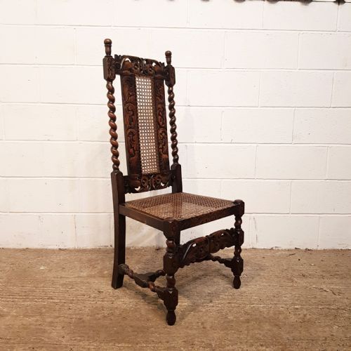 fig 1. ANTIQUE SET FOUR VICTORIAN CAROLEAN CARVED OAK HIGH BACK DINING HAIRS C1880