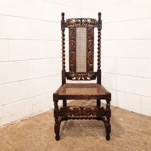 fig 2. ANTIQUE SET FOUR VICTORIAN CAROLEAN CARVED OAK HIGH BACK DINING HAIRS C1880