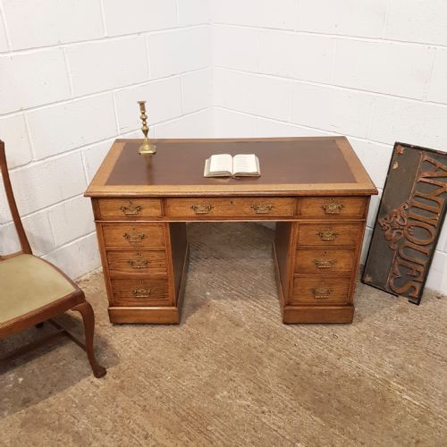 Antique Victorian Oak Twin Pedestal Desk C1880