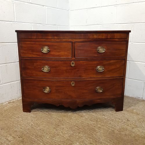 fig 1. ANTIQUE REGENCY MAHOGANY BOW FRONT CHEST OF DRAWERS C1820