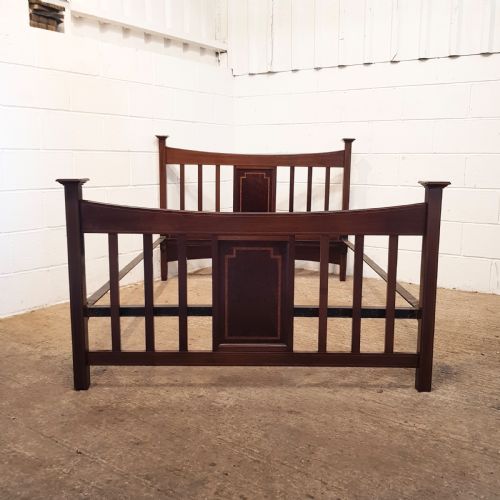 Antique Edwardian Inlaid Mahogany Double Bed C1900