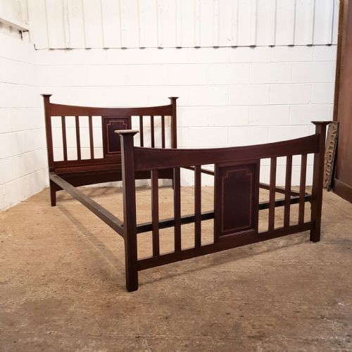 fig 1. ANTIQUE EDWARDIAN INLAID MAHOGANY DOUBLE BED C1900