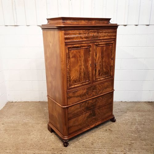 fig 2. ANTIQUE 19TH CENTURY BIEDERMEIER CABINET ON CHEST OF DRAWERS C1840