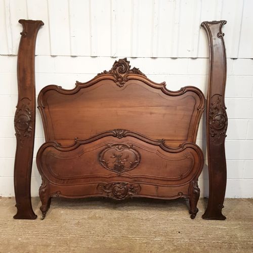 fig 1. ANTIQUE 19TH CENTURY FRENCH WALNUT DOUBLE BED STEAD C1890