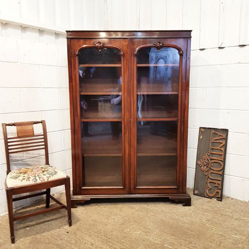 Antique Victorian Mahogany Glazed Bookcase C1880