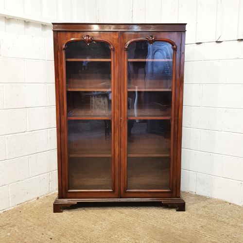 fig 1. ANTIQUE VICTORIAN MAHOGANY GLAZED BOOKCASE C1880