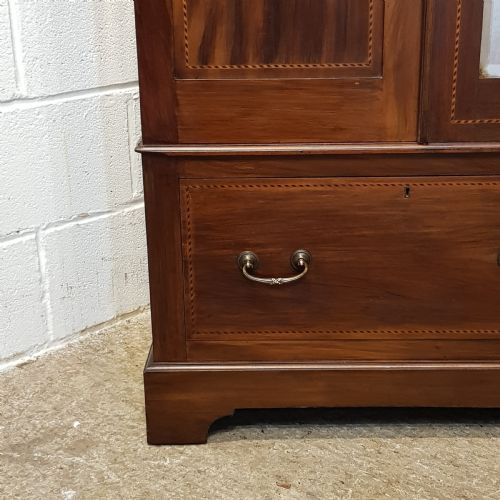 fig 1. ANTIQUE EDWARDIAN INLAID MAHOGANY DOUBLE WARDROBE C1900