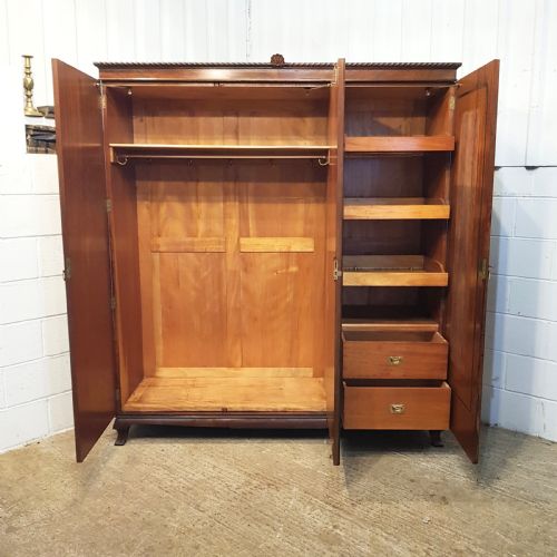 fig 1. ANTIQUE MAHOGANY TRIPLE WARDROBE C1920