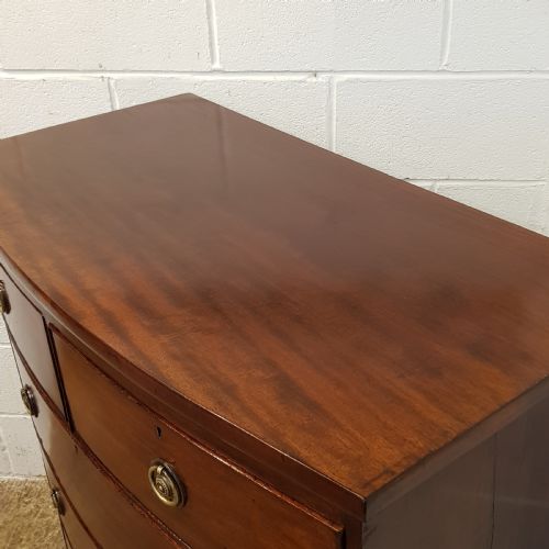 fig 1. ANTIQUE REGENCY MAHOGANY BOW FRONT CHEST OF DRAWERS C1820
