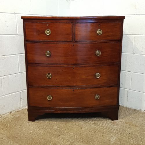 fig 2. ANTIQUE REGENCY MAHOGANY BOW FRONT CHEST OF DRAWERS C1820