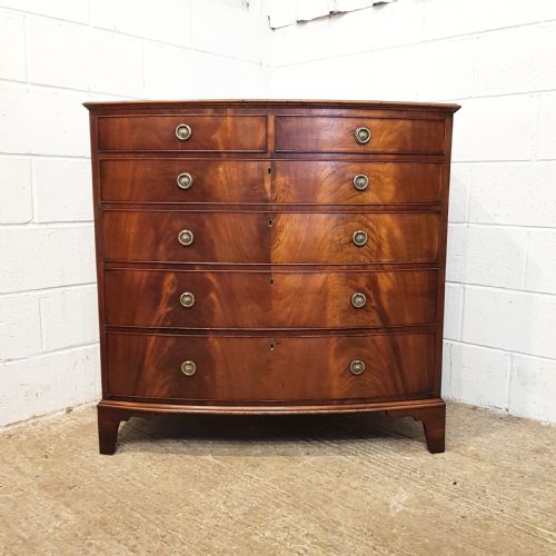 fig 1. ANTIQUE REGENCY MAHOGANY BOW FRONT CHEST OF DRAWERS C1820