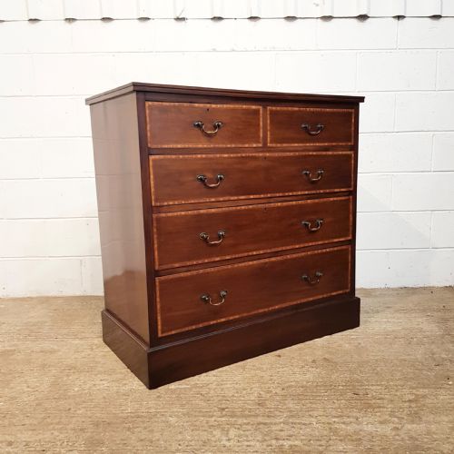 fig 1. ANTIQUE EDWARDIAN INLAID MAHOGANY CHEST OF DRAWERS C1900