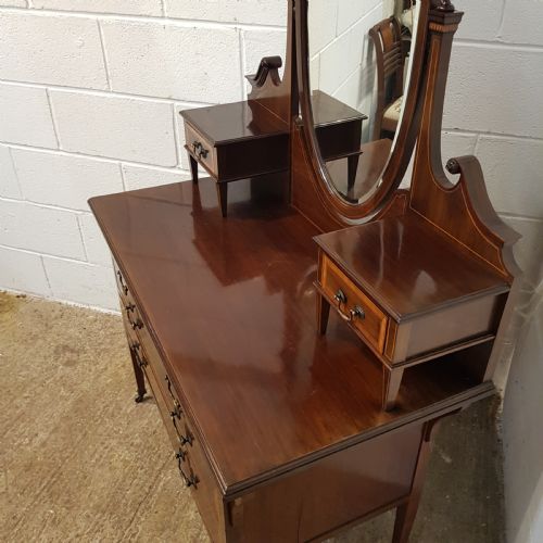 fig 1. ANTIQUE EDWARDIAN INLAID MAHOGANY DRESSING TABLE C1900