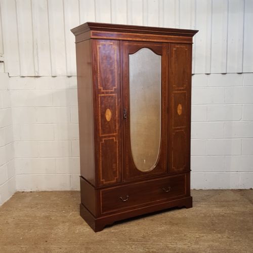 fig 1. ANTIQUE EDWARDIAN INLAID MAJOGA Y WARDROBE C1900