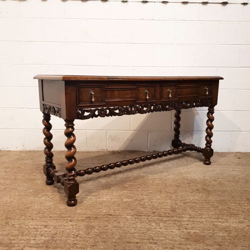 fig 1. ANTIQUE BURR WALNUT AND OAK CONSOLE TABLE C1920