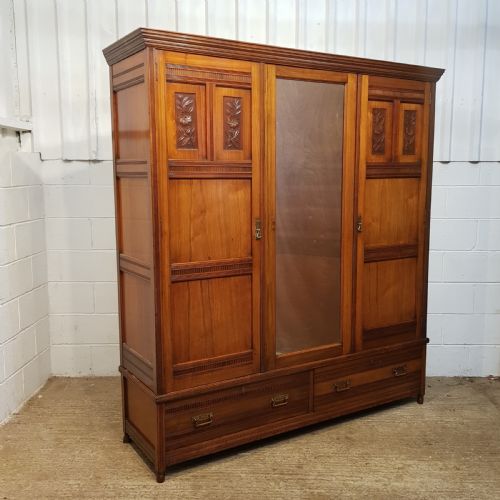 fig 2. ANTIQUE LATE VICTORIAN WALNUT TRIPLE WARDROBE COMPACTUM c1890