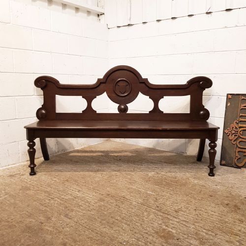 Antique Victorian Oak Hall Bench C1880
