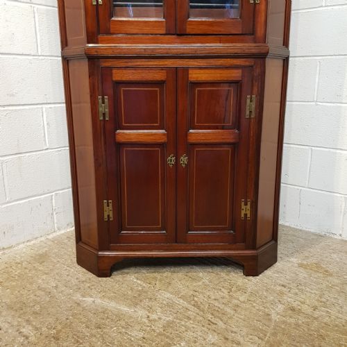 ANTIQUE REGENCY INLAID MAHOGANY FULL HEIGHT CORNER CABINET C1820 - ADDITIONAL PHOTO 4