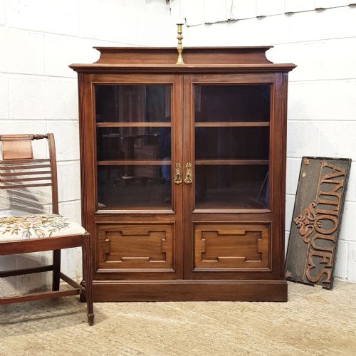 Antique Late Victorian Mahogany Glazed Bookcase C1890